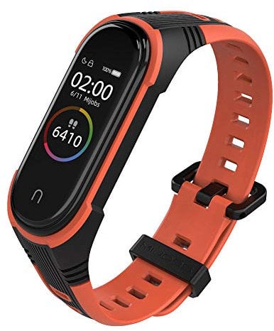 UPZOBU Replacement Band Strap for Xiaomi Mi Band 5/Mi Band 6/Amazfit Band 5 Fitness Tracker Smart Bracelet Wristband Rubber (Orange)