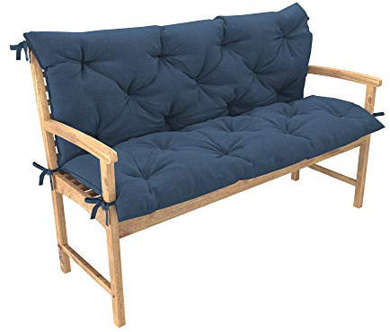 chilly pilley Bankkissen Relax Palettenkissen mit Rückenlehne Gartenschaukelkissen mit Nähten Gesteppt Gartenkissen Garten Kissen Sitzpolster Hollywoodschaukel (100x50x50, Blau)