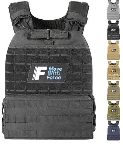 Force Fitness Weighted Vest for Men and Women with Ultra-Durable and Adjustable Straps - Weight Vest for Cardio, Walking, Running, Strength Training, & Calisthenics (7kg, Black)