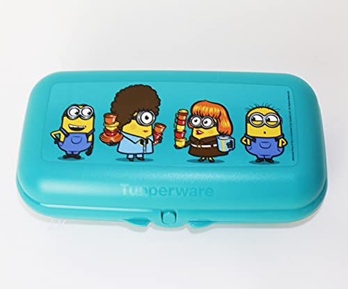 TUPPERWARE MaxiTwin Maxi Minion Türkis Lunchbox Brotdose + Hängelöffel Rot