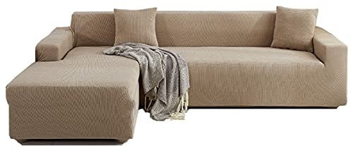 DFANCE Elastische Stretch Sofabezüge Bezug Eckcouch,Couchbezug L Form 1/2/3/4 Sitzer Ecksofa Elastisch Universal Couchbezug für Hunde Katze Elastische Jacquard Sofahusse,D,3 Seater 190~230cm
