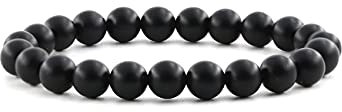 Ouubuuy Mattierter Obsidian Armband,8mm Heilsteine Armband, Edelstein Armband Damen, Stein Armband Damen,Armband Perlen Damen,Armband Damen Perlen
