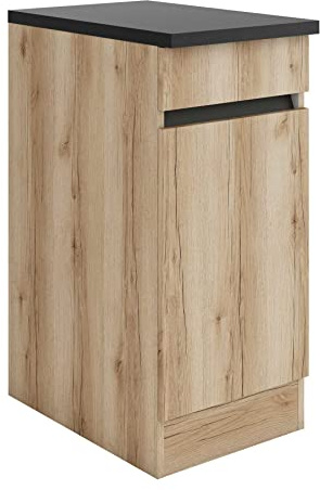 idealShopping GmbH Küchen Unterschrank mit Arbeitsplatte Kaya U406-0+ in Wildeiche Nachbildung 40 cm breit