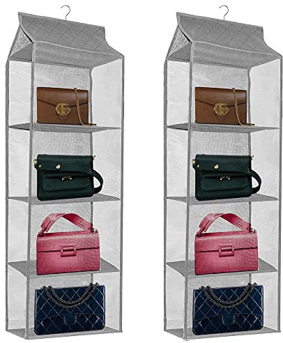 Bhina 2 Pcs Sac à Main Stockage, Chaussures Organisateur De Garde Robe, Sac De Rangement Suspendu,Organisateur Garde Pliable pour Sacs,Porte Sacs d'Armoire,Organisateur De Sacs Main Suspendu