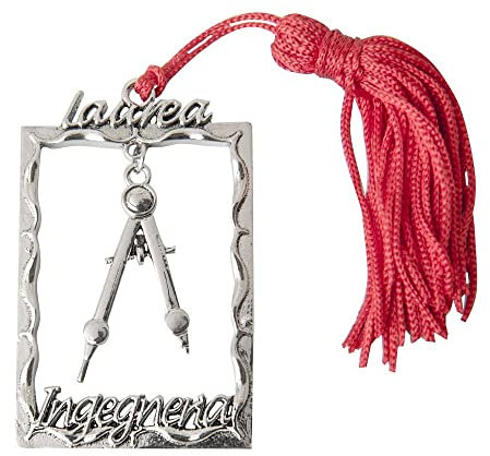 Bomboniere 12X Laurea INGEGNERIA Ciondolo Cornice con Compasso 5.5 cm
