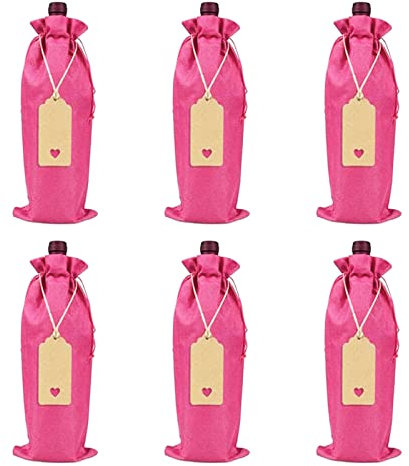 6 Pcs Drawstring Wine Bottle Covers Wine Bottle Bags Wine Bottles Gift Bags with Rope and Tag for Wedding Wine Bottle Decoration