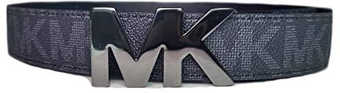 Michael Kors Herren Gunmetal MK Logo Gürtel, Schwarz (42), Black