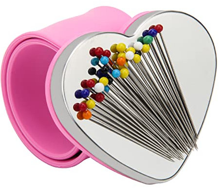 Magnetic Wrist Sewing, Portable Arm Pin Cushion Magnetic Pincushion with Wristband for Sewing Collection, Hair Stylists, and Quilting (Pink)