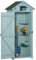 Outsunny Capanno da Giardino Piccolo in Legno, Casetta Porta Attrezzi Salvaspazio con 3 Mensole Rimovibili e Apertura sul Tetto, Tetto in Asfalto Impermeabile e Porta con Blocco, 77x54.2x179cm, Blu