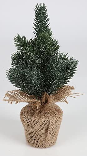 BURI Deko Tanne im Jute Topf 25cm Mini Tannenbaum Deko Mini Tanne künstlich