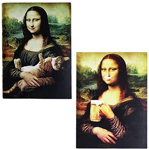 Kustom Art 2er Set Magnete (Magnete) La Gioconda Mona Lisa L. Da Vinci Vintage-Stil aus Kollektion, Druck auf Holz 10 x 6 cm