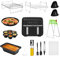 Altueey 14Pcs Dual Air Fryer Accessories for Ninja Foodi AF300UK, AF400UK & 7.6L-9.5L Fryers, Including Pizza Pan, Racks, Egg Mold, Oil Spray Bottle etc., Salter Instant Vortex Zone