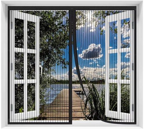 AQKaki Zanzariera Magnetica Finestra, 50x70cm Fibra di Poliestere Zanzariera Porta Finestra Antizanzare Chiusura Automatica Traspirante Rete Zanzariere per Finestre Soggiorno Camera Letto
