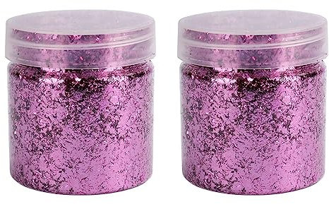 Ideen mit Herz Blattmetall-Flocken | Blattgold-Flakes zum Basteln | 2 Dosen mit je 3g (pink)