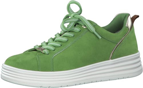 MARCO TOZZI Damen Plateau Sneaker mit Schnürsenkeln Bequem, Grün (Apple Comb), 38 EU