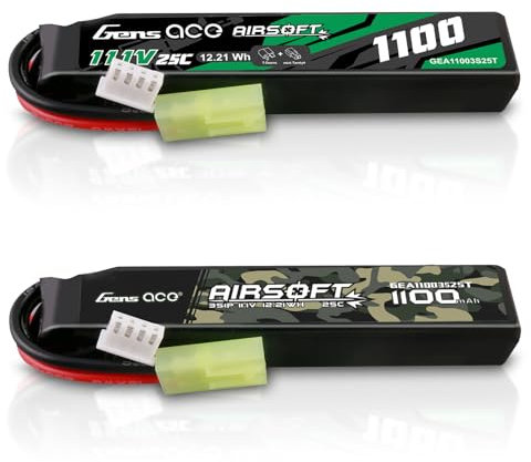 Gens ace 3S 25C 1100mAh 11.1V 3S1P Batterie Lipo Airsoft Rechargeable avec connecteur TMY pour Les Modèles Airsoft