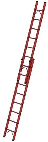 PROREGAL Sprossen-Schiebeleiter GFK 2-teilig ohne Traverse 2x8 Sprossen | Leiter, Teleskopleiter, Trittleiter, Bockleiter, Sprossen-Doppelleiter