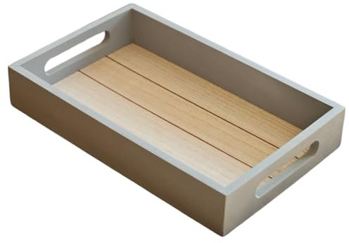 Tablett grau Holztablett Serviertablett Dekotablett Tischdeko Deko Holz Landhaus (Mittel: 27 x 17 cm)