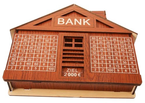 DIKACA Sparschwein Aus Holz Rustikale Münzbank Geldbehälter Spardose Aus Sparschwein in Hausform Münzbox Spardosen Für Erwachsene Münzkassette Gelddosen Kind Münzglas Hölzern Erwachsener