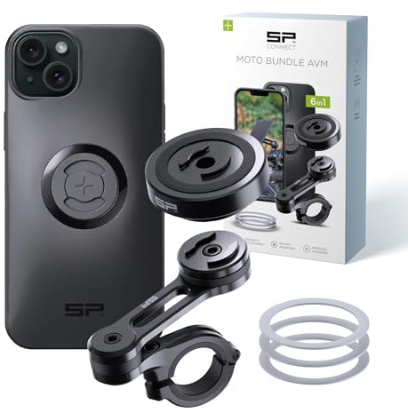 SP CONNECT Moto Bundle mit Anti Vibration Module | SPC+ | kompatibel mit iPhone 15 Plus Handyhalter für Motorrad Bike Moped Roller | Gadget Halterung für Navi