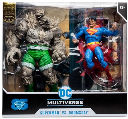 McFarlane DC Multiverse Collection, 2 Mega-Skulpturen, Superman und Doomsday, bewegliche Figuren mit Socken, Zubehör und Sammelkarten, über 12 Jahre, Bizak (64387089)