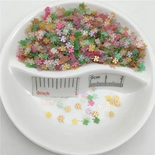 4 mm vierblättrige lose PVC-Pailletten für Maniküre, Nagelkunst, Hochzeitskonfetti, Ornamente/Bastelzubehör – Matt-Mix – 150 g