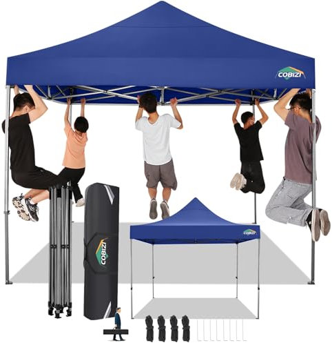 COBIZI Faltpavillon 3x3 Wasserdicht Stabil Winterfest ohne Seitenwand,Pop Up Pavillon Partyzelt,Sonnenschutz Gartenpavillon,Pavillon Faltbar mit Handtasche(3 mal 3m Dunkelblau)