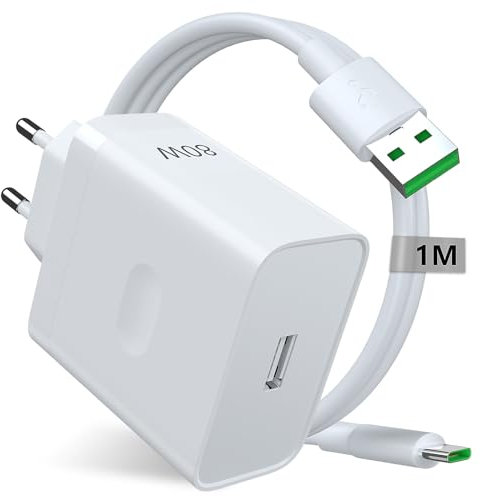 80W Super VOOC Chargeur & Câble USB C 1m pour Oppo Find X8 Pro X5 Lite Reno 14 13F 12FS 11F A80 A40 A60,USB C Chargeur Rapide pour OnePlus 13R 12R 11 Nord 5 pour Real me 14 13 12 Pro+/12+/C75/C63/C65
