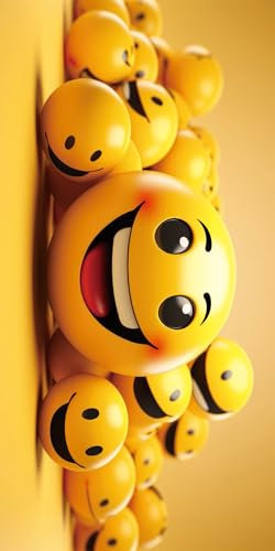 FEBE Strandtuch XXL Smile Emoji 100x180 cm Badetuch Groß 100% Mikrofaser Handtuch Stranddecke Sommer-Handtücher