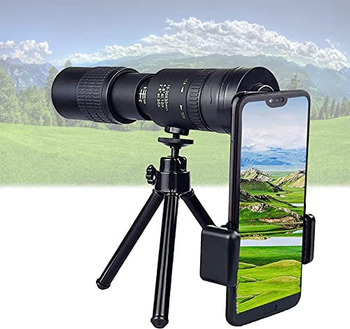 Teleskop – 4K 10–300 x 40 mm, Super-Telezoom-Monokular-Teleskop, leistungsstarkes, wasserdichtes, verstellbares HD-BAK4-Prisma mit niedriger Höhe, mit Smartphone-Halterun