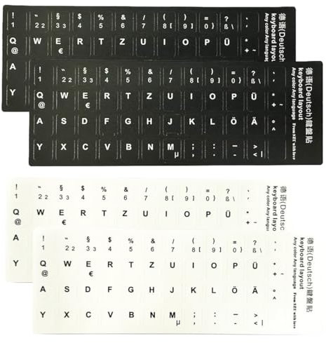 VAEIORP 4 PCS Adesivi universali della Tastiera Tedesca Caratteri dell'alfabeto della Tastiera di Ricambio per Gli Adesivi della Tastiera del Computer Portatile del Notebook e del Desktop