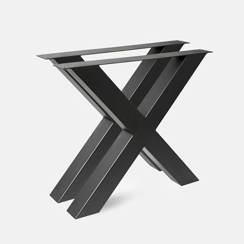 1 Paar BestLoft® Kufen X Design Tischkufen Industriedesign Tischgestell Stahl Tischuntergestell Tischkufe Kufengestell (Schwarz, Höhe:72cm x Breite:85cm)