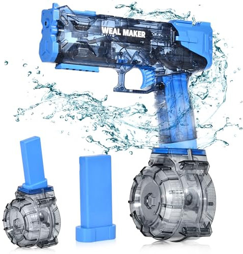 Elektrische Wasserpistole Große Reichweite 32ft,Automatischer Wasserspritzpistole One-Touch Große Kapazität Wasserpistole Spielzeug für Erwachsene und Kinder Sommer Schwimmbad Party Wasserspielzeug