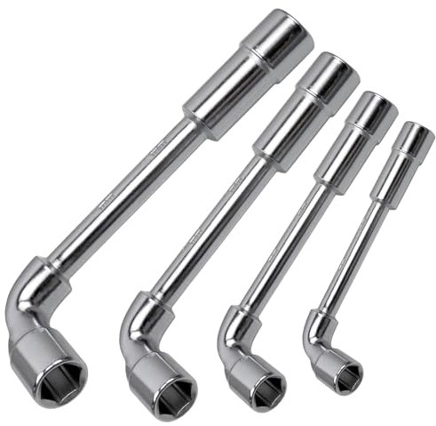 LEAUM Lot de 4 clés à douille hexagonales en forme de L (métriques 6 mm, 7 mm, 8 mm, 10 mm), clés à douille pour écrous hexagonaux, pour serre-câble métallique (M3, M4, M5, M6, M8) pour usage