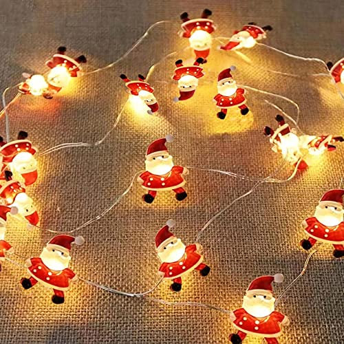Eledreme lichterkette innen batterie, 4m 40 led Weihnachtsmann Weihnachtsdeko Lichtervorhang außen, Warmweiß weihnachtsbeleuchtung außen, LED lichterkette batterie für Party, Weihnachten, Balkon