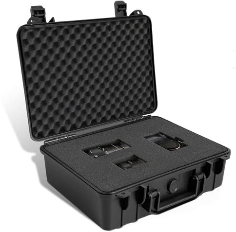 JIANFA Wasserdichter Koffer, tragbarer Hartschalenkoffer mit Schaumstoffeinsatz, versiegelter kleiner Werkzeugkasten für Elektronikwerkzeuge, zerbrechliche Gegenstände, 28 x 24 x 13 cm, Schwarz