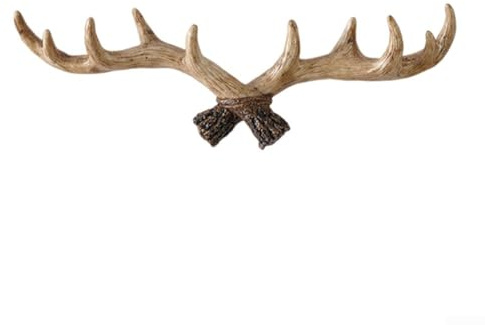 babominimer Rustikaler Hirschgeweih-Wandaufhänger, Hirschgeweih, Wandgarderobe, Shabby-Chic-Garderobe, Schlüsselhalter, Hutaufhänger, Badezimmer-Wandaufhänger (A)