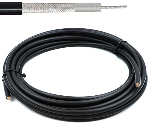 RG214 15m Cable coaxial de extensión RF RG214U de cobre plateado 50 ohmios — compatible con conectores de Tipo N SMA BNC TNC UHF PL259 — para Router Móvil CB Radio Modem — Fabricado en Italia