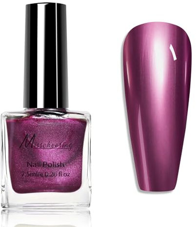Metallic Mirror Effect Chrome Nail Polish - Quick Dry Holographic Pink and Purple Varnish for French Pedicure Manicure Art - Women's Gift