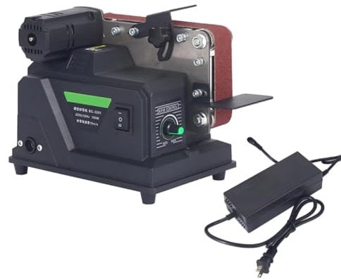 Belt Grinder Sharpener Electric - Mini Multifunctional DIY Polishing Grinding Machine 7 Speed Adjustable for Knife Sharpening Wood Edges