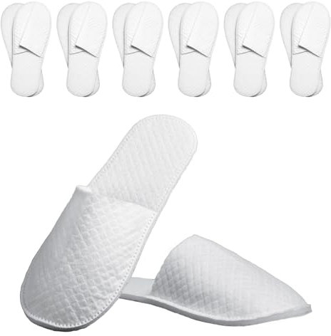 YHTCC 6 Pairs Disposable Slippers, Shower Shoes, White Hotel Slippers Multipack, Indoor Slipper for Travelling, Spa, Parties, Hospitals, Bathrooms