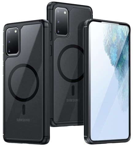 Guizzcg für Samsung Galaxy S20 Hülle,Kompatibel mit MagSafe - Transluzente Matte Rückseite Sturzfest Stoßfest Schutzhülle Anti-Fingerabdruck Schwarz