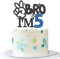 Bro I'm 5 Cake Topper - Boy 5th Birthday Cake Supplies - 5 Years Old - Big Brother 5th Birthday Party Decoration - Black Blue Glitter