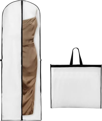 MINISOISO Kleidersack 180 x 60 cm, Weiß Kleidersäcke mit Tragegriff, Anti-Staub Kleiderhülle Lang, Faltbare Atmungsaktive Kleidersack Anzug für Brautkleider, Abendkleider, Lange Mäntel, Anzug, Kleid