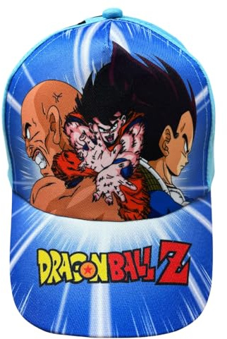 Dragonball Z Offizielle Mütze. Unisex-Mütze aus Polyester. Kindermütze., Blaue Charaktere, 50