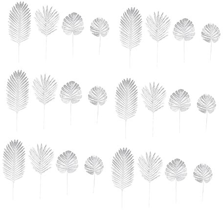 OUNONA 2 Sätze Simulationsklinge Party Klein Und Für Groß Farn Hochzeitsdeko Wedding Decoration Blattsilber Blattanordnung Gefälschte Blätter Hochzeitsblätter Plastik Silver Stück * 2
