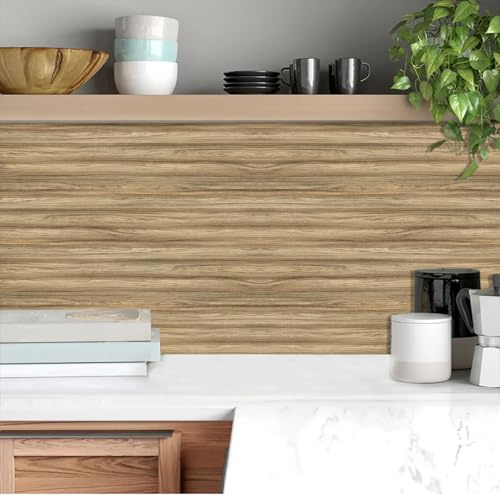 Fliesenaufkleber Bad Braun Holzkorn Diy-Vinyl-Wandfliesen-Aufkleber,Dick Abziehen Und Aufkleben,Selbstklebend, Wasserdicht,Spritzschutz,Für Küche Badezimmer Wand