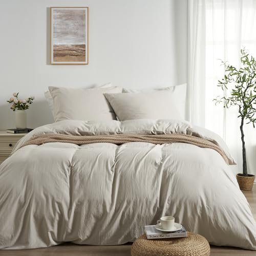 Duvetnova Bettwäsche 140x200 Leinen-Optik Einfarbig Superweiche Vorgewaschene Mikrofaser Baumwollähnlich ÖKO-TEX 1 Bettbezug 140x200+1 Kissenbezug 80x80-alle mit Reißverschluss