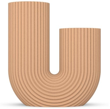 ebenkunst Arora Vase - Pampasgras Deko, Blumenvase Modern, Tischdeko Vase, Designer Vasen - Made in Germany aus Bio PLA (Beige)