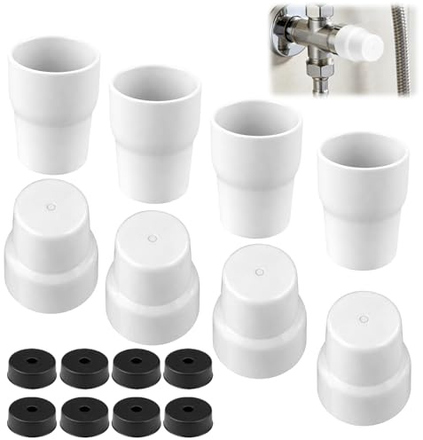 8PCS White Radiator Valve Caps Push Fit Heating System Cover Caps | Universal Plastic Radiator Valve Covers for Pipe Blanking and Underfloor Heating Manifolds, Easy Installation for Home System